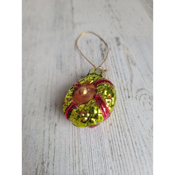 Mini glass reindeer wreath ornament Xmas rudolph - Picture 4 of 5